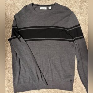 Calvin Klein Men's Charcoal and Black Crewneck Sweater